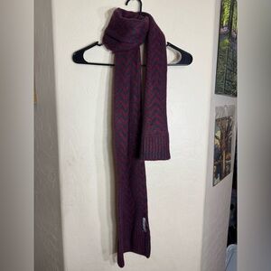 Mango Man Burgundy Black Chevron Knit Scarf One Size Winter Unisex